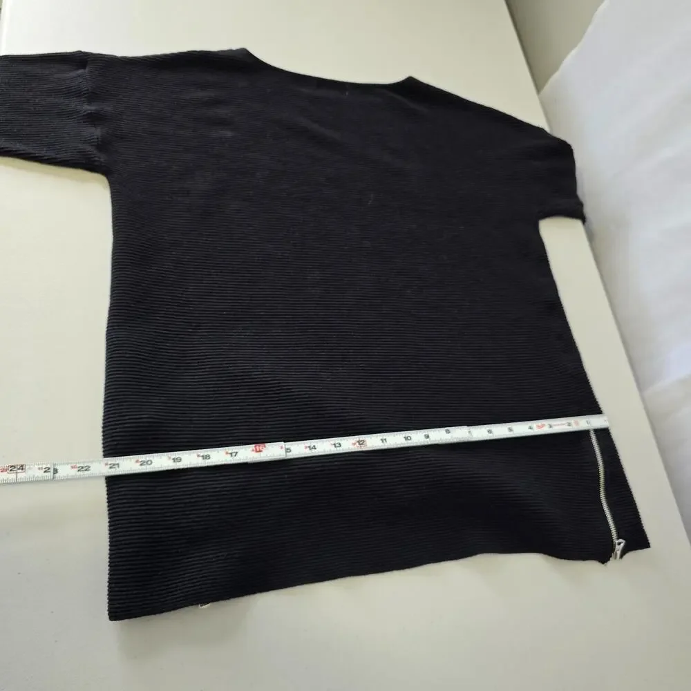 Ophelia Roe Sweater Women's XL Black Side Zipper Accent
